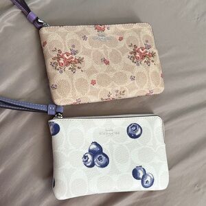 Coach Floral and Blueberry Print Wristlet Duo